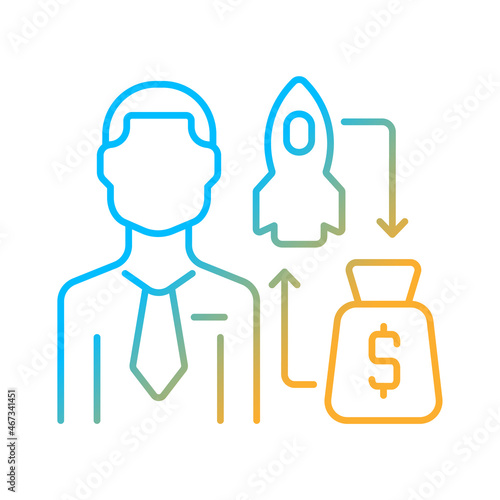 Venture capitalist gradient linear vector icon. Private equity investor. Startup financier and shareholder. Thin line color symbol. Modern style pictogram. Vector isolated outline drawing