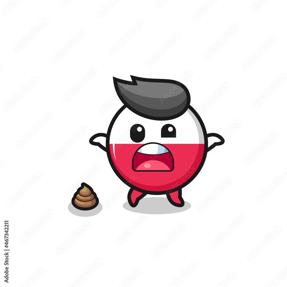 Obraz premium poland flag earth surprised to meet poop