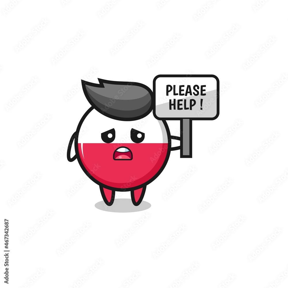 cute poland flag hold the please help banner cute poland flag hold the please help banner