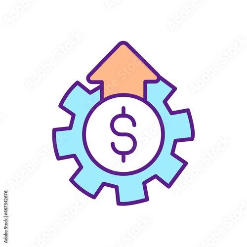 Income raising RGB color icon. Fundraising. Financial growth. Money earning mechanics. Investment profit. Symbol with abstract meaning. Isolated vector illustration. Simple filled line drawing