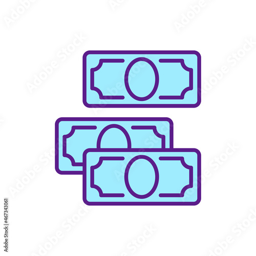 Cash money RGB color icon. Finance currency, credits. Personal savings. Paper banknote. Financial transaction. Symbol with abstract meaning. Isolated vector illustration. Simple filled line drawing photo