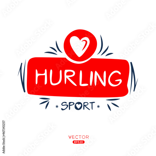 Creative (hurling) Sport sticker, logo template, vector illustration.