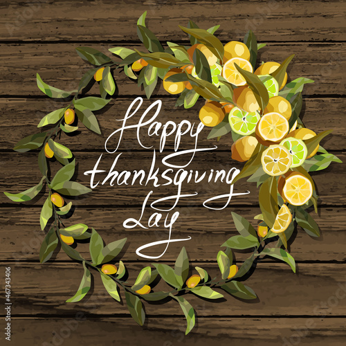 Round wreath of lemon branches.