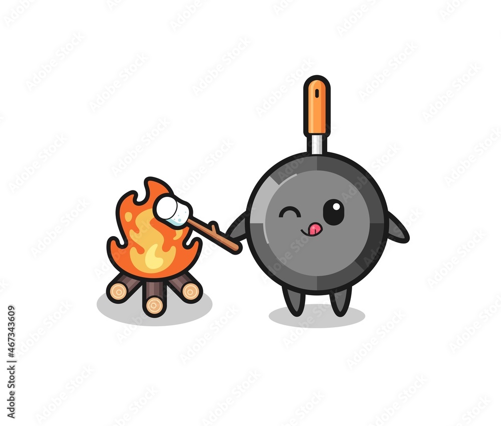 frying pan character is burning marshmallow frying pan character is burning marshmallow