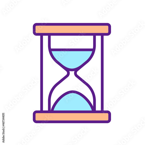 Hourglass RGB color icon. Time duration measurement. Time management. Irreversible sequence. Business scheduling. Symbol with abstract meaning. Isolated vector illustration. Simple filled line drawing
