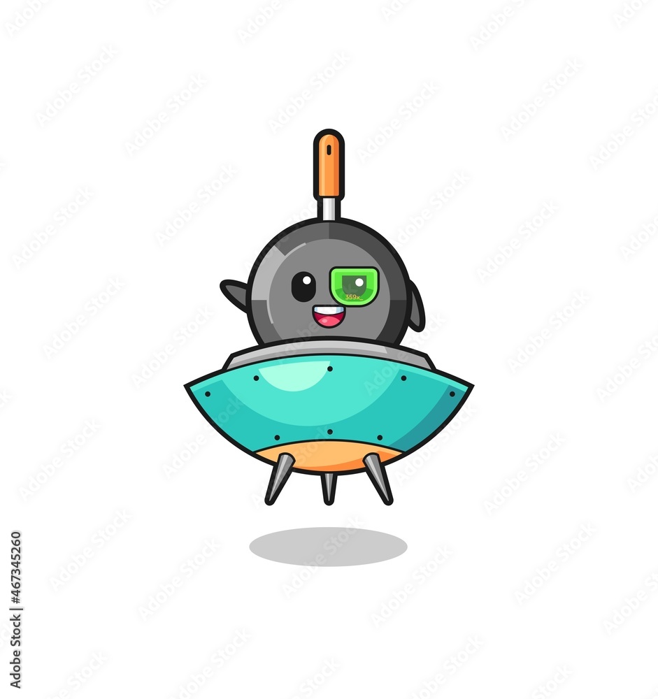 frying pan cartoon riding a future spaceship frying pan cartoon riding a future spaceship