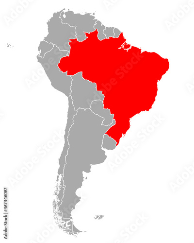 Karte von Brasilien in Südamerika
