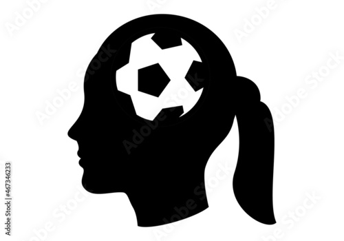 Silueta negra de chica futbolista. Futbol femenino