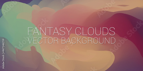 Oil Fantasy Clouds Painting Artistic Texture Background. Acrylic Watercolor Artwork Backdrop Design Banner Template.