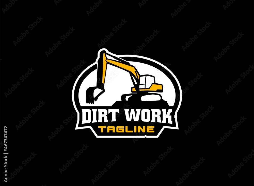 Excavator logo vector for construction company. Vehicle equipment template vector illustration for your brand. Excavator logo vector for construction company. Vehicle equipment template vector illustration for your brand.