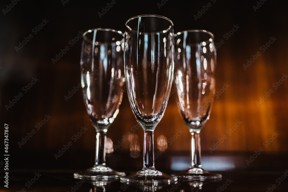 Glasses of champagne on table. Party and holiday celebration concept. Glasses of champagne on table. Party and holiday celebration concept.