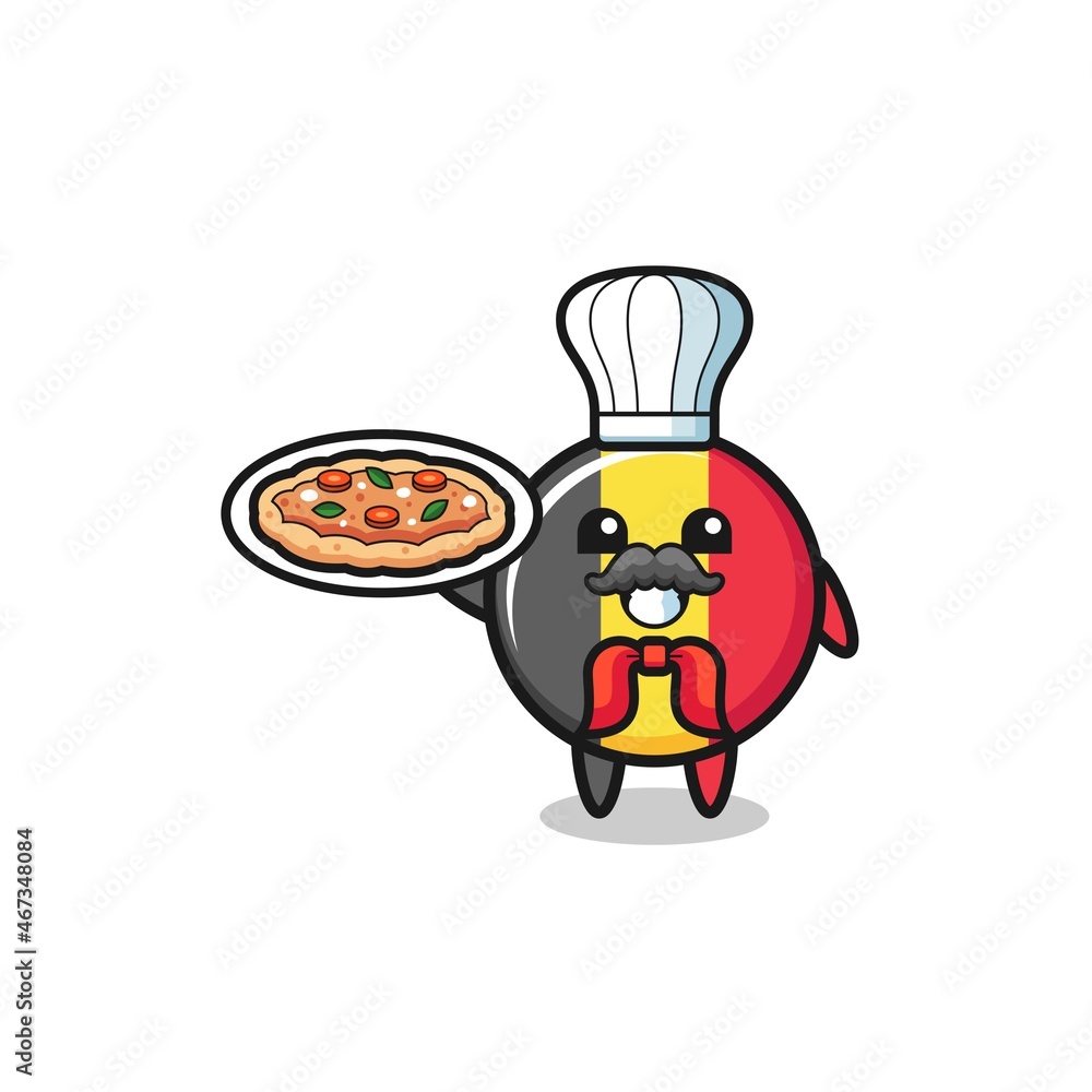 belgium flag character as Italian chef mascot belgium flag character as Italian chef mascot