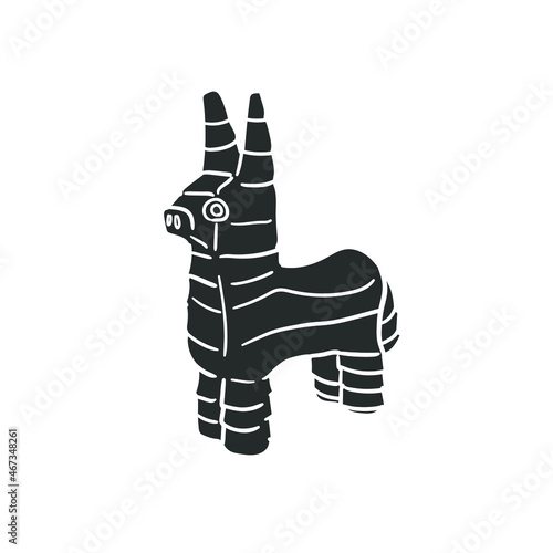 Piñata Icon Silhouette Illustration. Party Toy Vector Graphic Pictogram Symbol Clip Art. Doodle Sketch Black Sign.