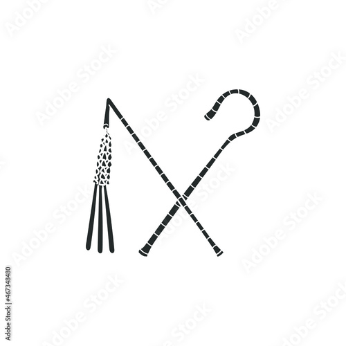 Heka Nekhakha Icon Silhouette Illustration. Egyptian Pharaoh Vector Graphic Pictogram Symbol Clip Art. Doodle Sketch Black Sign.