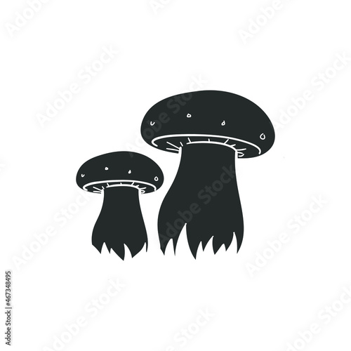 Mushrooms Icon Silhouette Illustration. Boletus Fungus Vector Graphic Pictogram Symbol Clip Art. Doodle Sketch Black Sign.