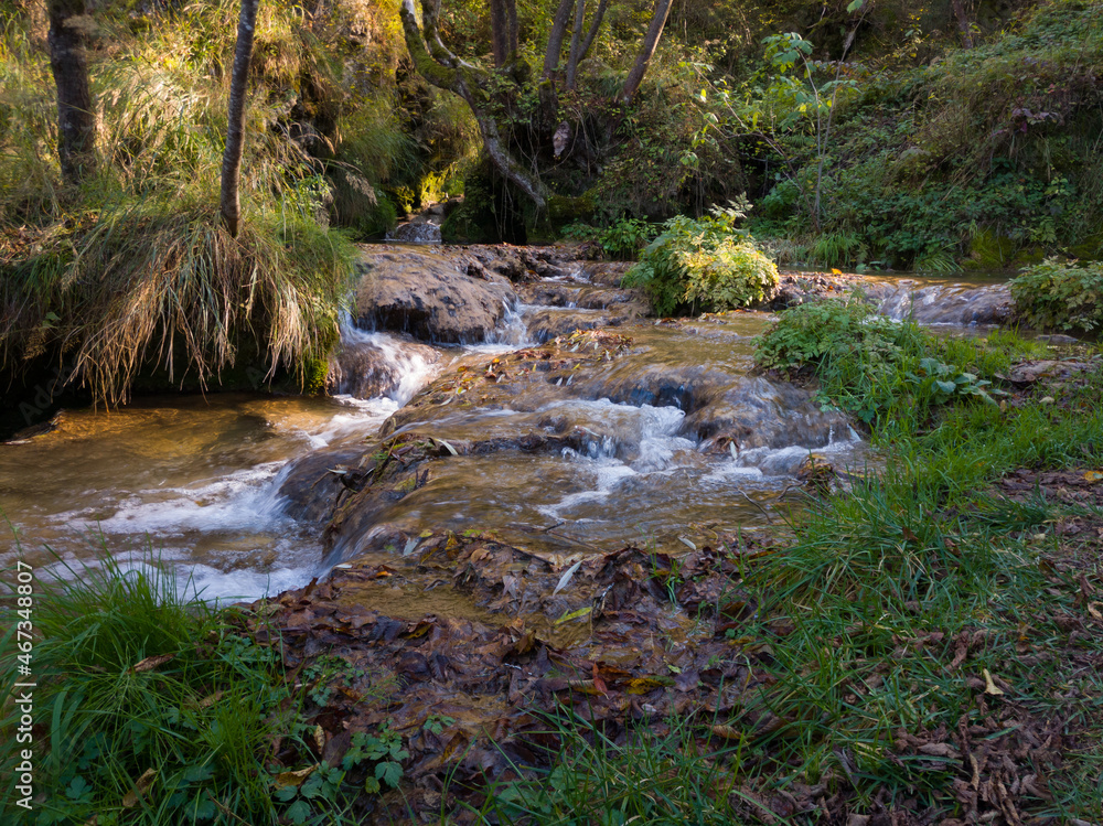 Obraz premium Rapids and cascades near the Gostilje waterfall on the slopes of the Zlatibor mountain in Serbia
