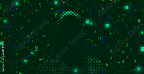 Computer hacker on abstract binary code background. Hacking concept