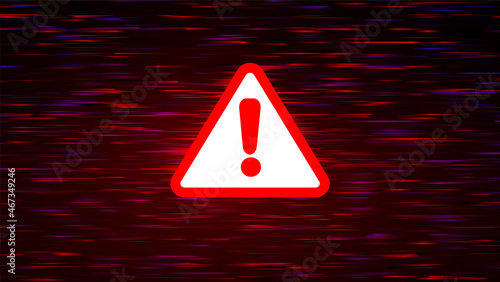 Red triangle with exclamation mark. Warning sign icon. Hacking Concept