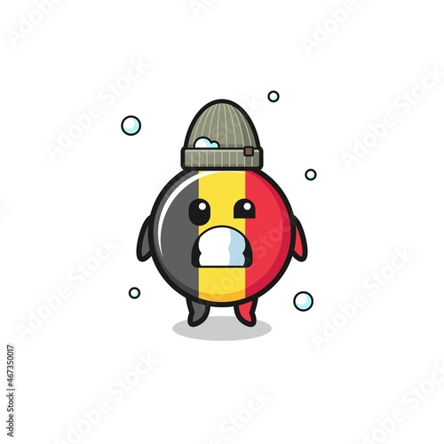 cute cartoon belgium flag with shivering expression