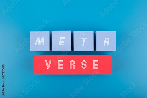 Metaverse modern minimal concept in blue and red colors