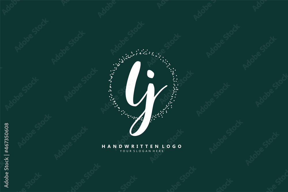 Fototapeta premium L J LJ logo, Initial lettering handwriting or handwritten for identity. Logo with signature and hand drawn style.