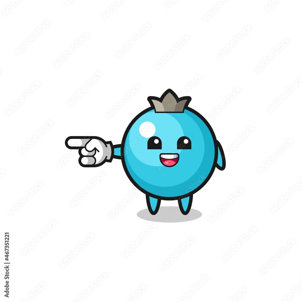 blueberry cartoon with pointing left gesture blueberry cartoon with pointing left gesture