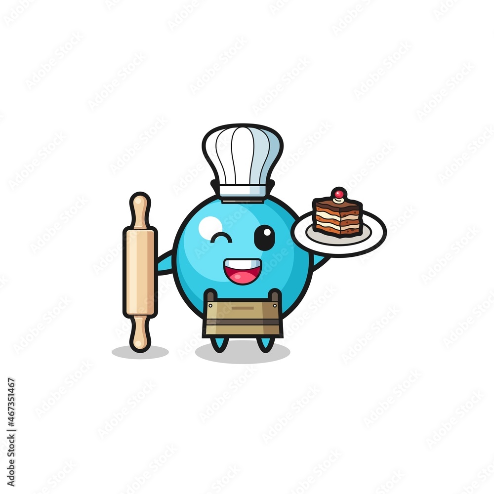 blueberry as pastry chef mascot hold rolling pin