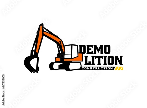 Excavator logo vector for construction company. Vehicle equipment template vector illustration for your brand.