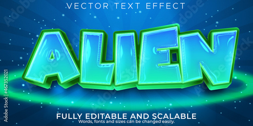 Tela Editable text effect alien, 3d space and ufo font style
