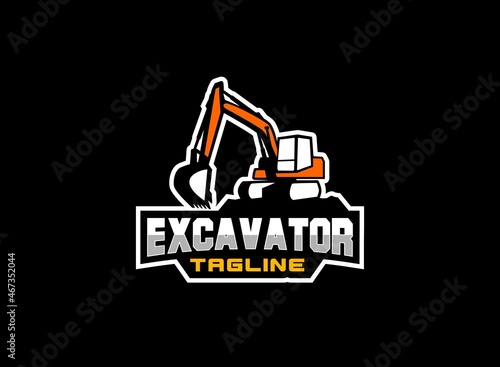 Excavator logo vector for construction company. Vehicle equipment template vector illustration for your brand.