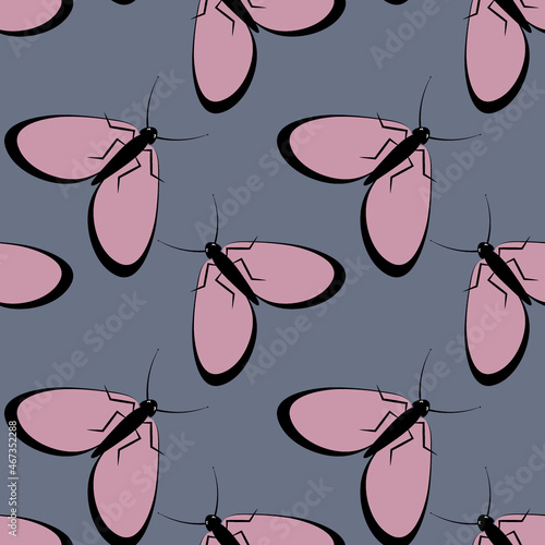 Illustration on a square background - stylized moths - graphics. Summer, insects, unbearable ease of life