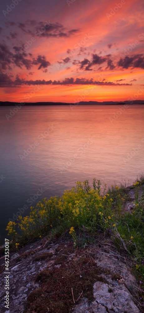 sunset over the river