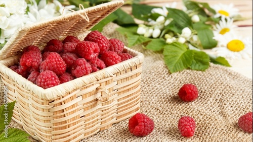 raspberries in a basket