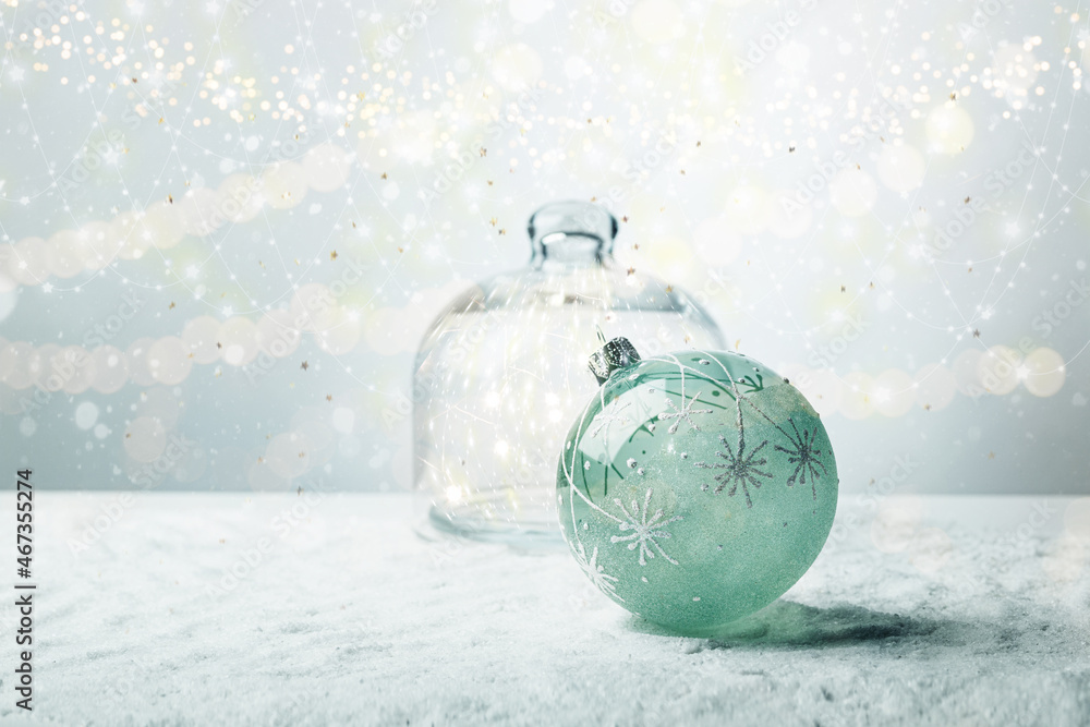 Christmas decoration with balls and snow Christmas decoration with balls and snow