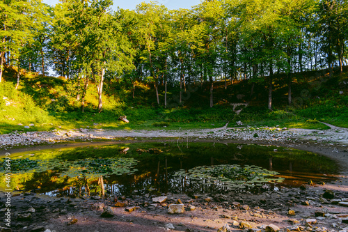 Kaali field of meteorite craters in Saaremaa, Estonia during sunny summer morning