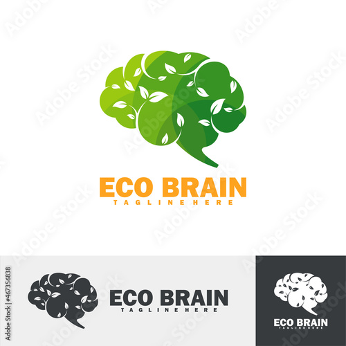 Eco brain logo vector illustration. This design is based on the concept of leaves and brains with an attractive and modern shape. Full color