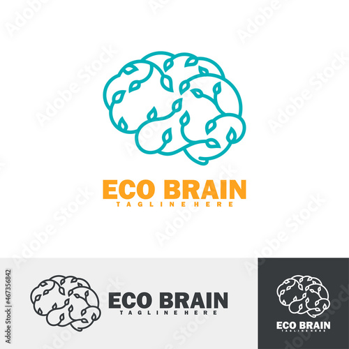Eco brain logo vector illustration. This design is based on the concept of leaves and brains with an attractive and modern shape