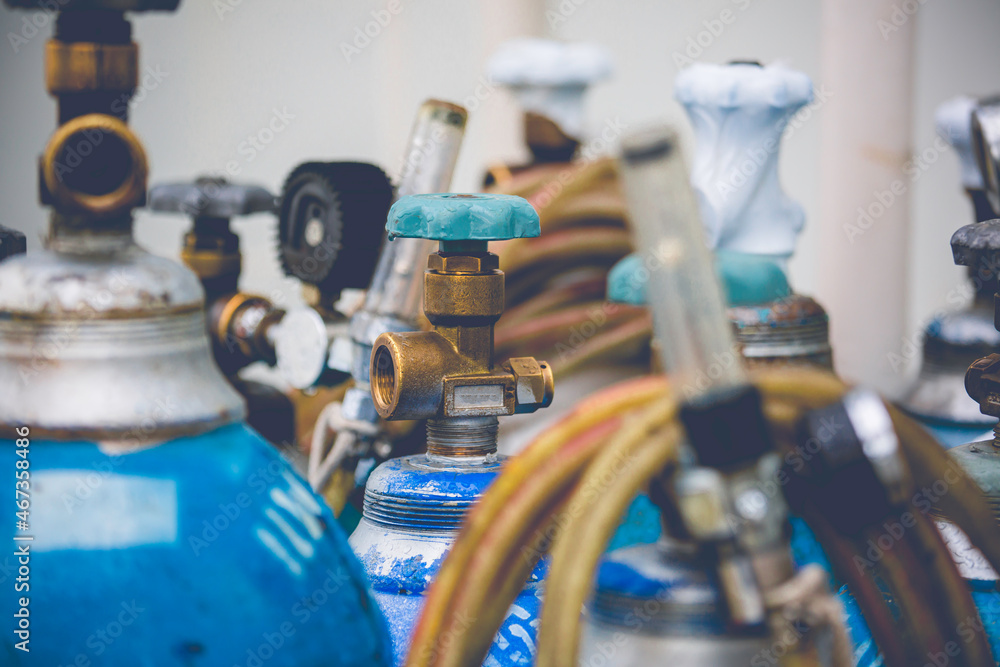 Welding equipment valve acetylene gas cylinder tank with gauge. Welding equipment valve acetylene gas cylinder tank with gauge.