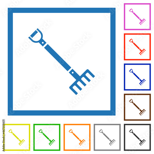 Single rake flat framed icons