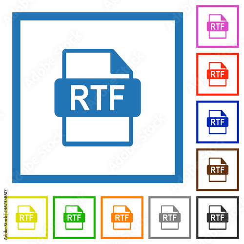RTF file format flat framed icons