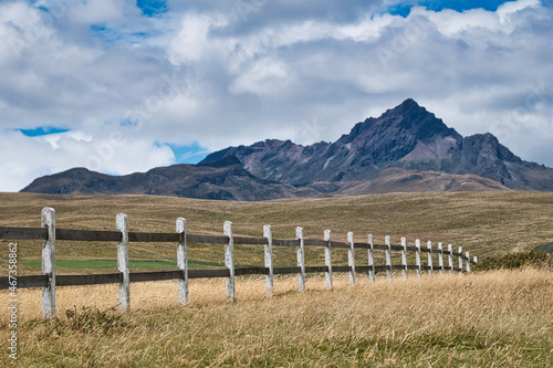 Landscape shot with Ruminahui volcano in the Ecuadorian Andes