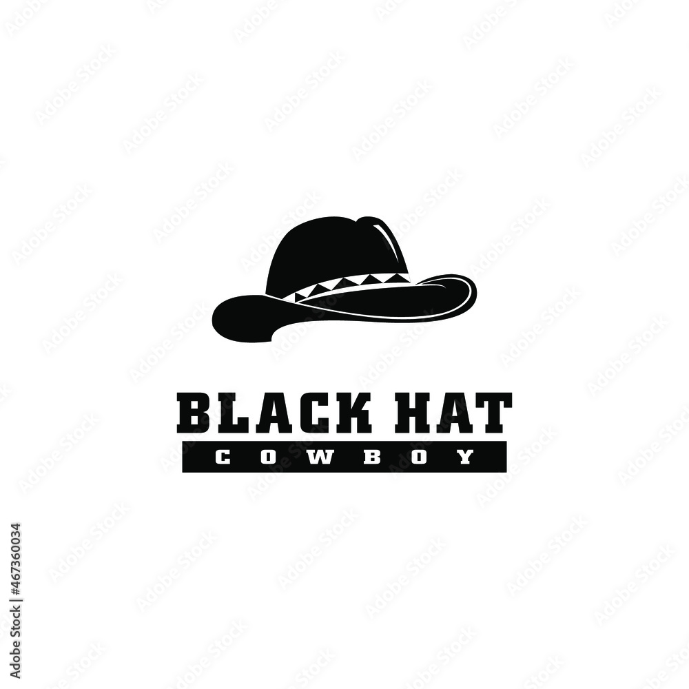 Black and white cowboy hat logo design Black and white cowboy hat logo design