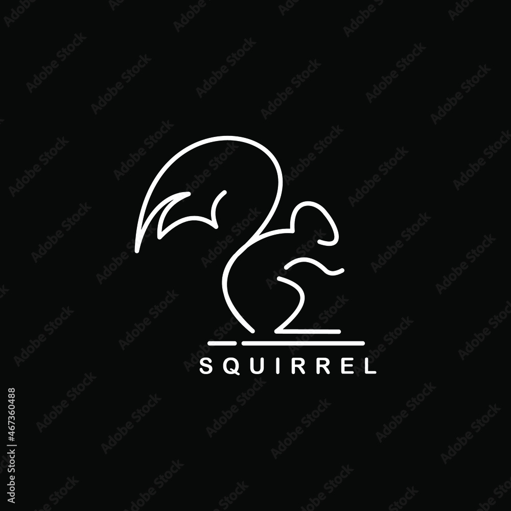 Black and white squirrel line art logo design Black and white squirrel line art logo design