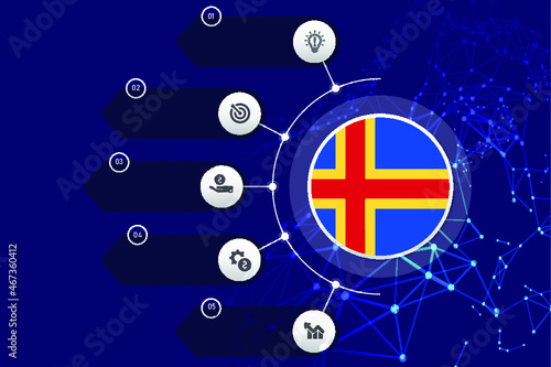 Abkhazia circle flag with business infographic flat