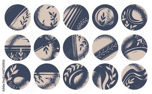 Story highlights with sepia filter, flora leaves