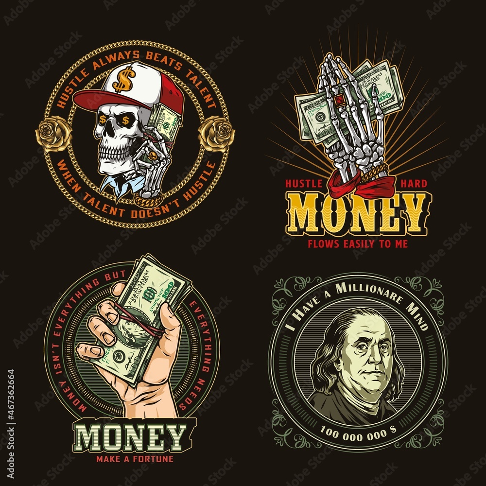 Fototapeta premium Money vintage colorful prints
