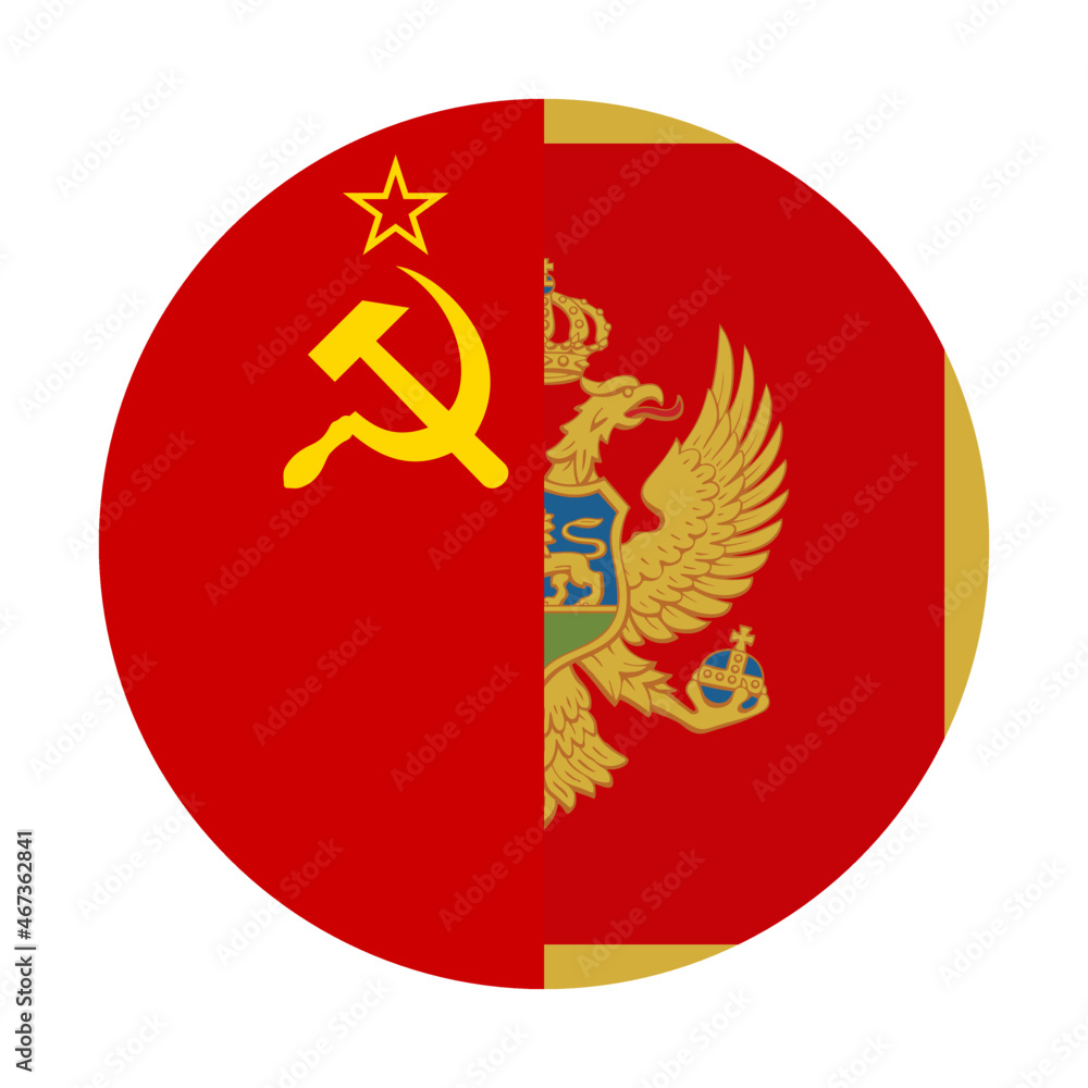 round icon with montenegro and soviet union flags. vector illustration isolated on white background round icon with montenegro and soviet union flags. vector illustration isolated on white background