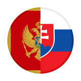 round icon with montenegro and slovakia flags. vector illustration isolated on white background	