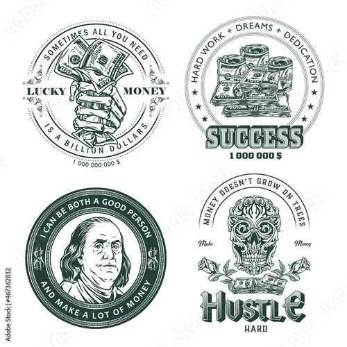 Money monochrome vintage emblems