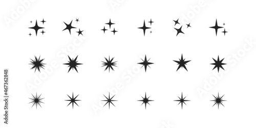 Sparkles symbols vector. The set of vector stars sparkle icon. Bright firework  decoration twinkle  shiny flash.  Glowing light effect stars and bursts collection. Vector EPS10.